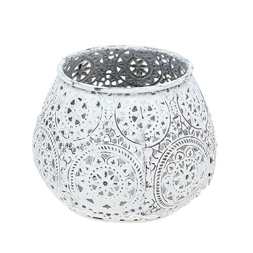 Floristik24 Žibintas baltas su raštu Ø10cm H8cm 1vnt