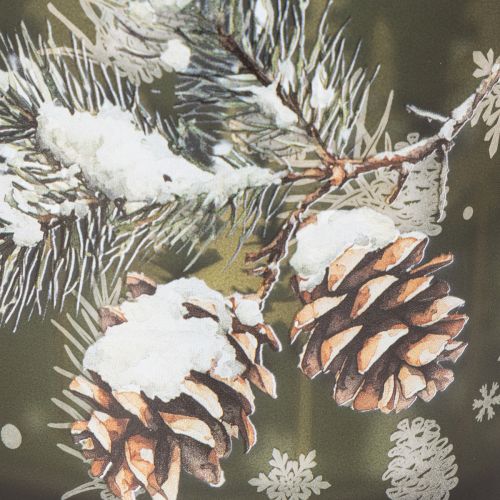 Stiklinė žvakutė su pušies kankorėžiais ir snaigėmis, 15 cm | Floristik24.lt