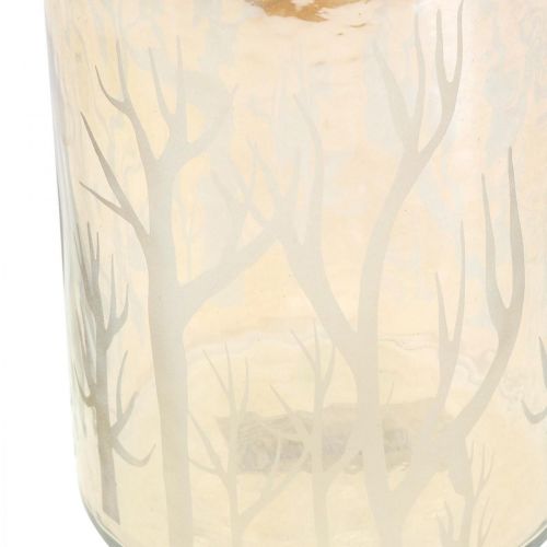 daiktų Lantern Glass Deco Trees Brown Tealight stiklas Ø9,5cm H13,5cm
