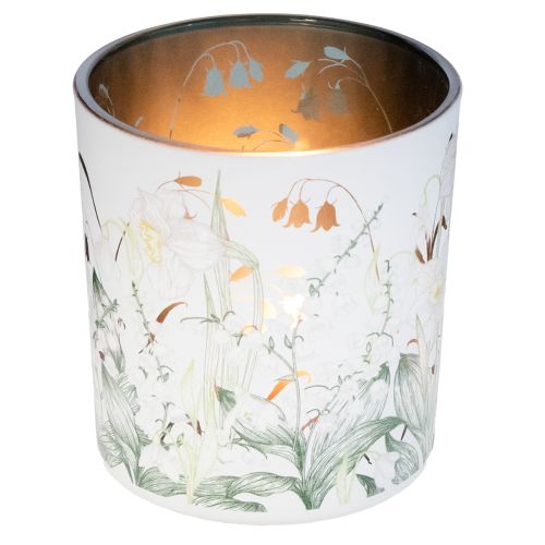 daiktų Dekoratyvinis stiklinis žibintas su lapo raštu stilingam namų akcentui, 8 cm, 4 vnt.