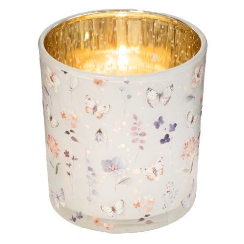 daiktų Dekoratyvinis stiklinis žibintas su drugelio raštu stilingam namų akcentui, 8 cm, 4 dalys