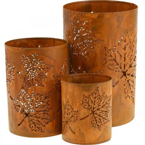Rudens dekoravimo žibintas rust look H20/15/10cm rinkinys iš 3 vnt