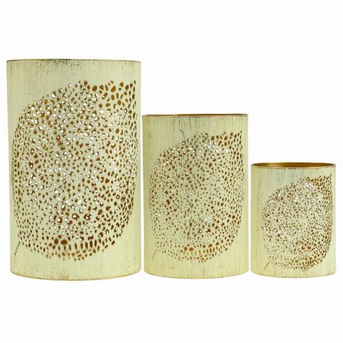 daiktų Rudens žibinto metalinė apdaila H20.5/15.5/10.5cm rinkinys iš 3 vnt.
