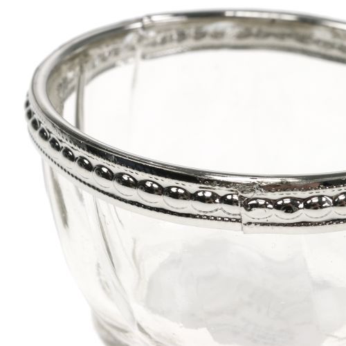 Floristik24 Senovinis arbatos žvakidės stiklas su metaliniu apvadu Ø7cm H4cm