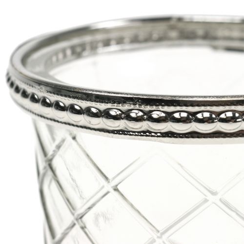 Floristik24 Arbatinės stiklinės deimantas su metaliniu apvadu Ø8cm H5,5cm 4vnt