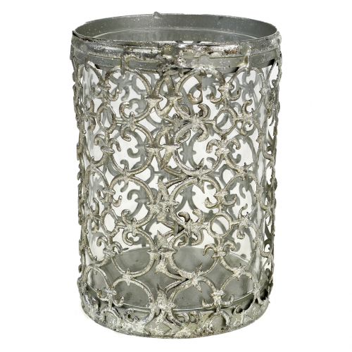 Floristik24 Žibintas antikvarinis sidabras Ø10,5cm H14,5cm 1 vnt