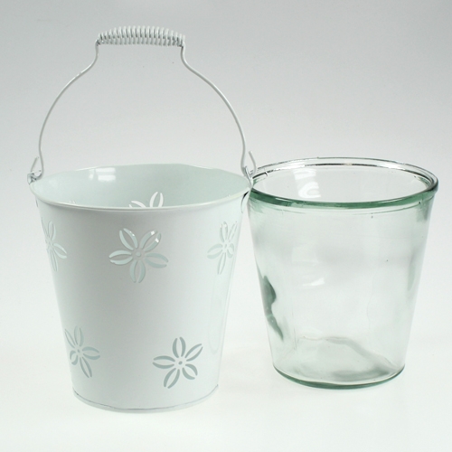 Floristik24 Žibintų kibiras baltas Ø17cm H17cm