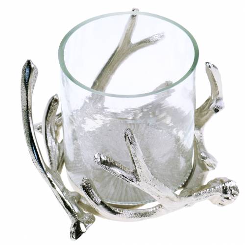 Floristik24 Žibinto ragas sidabrinis Ø16cm H11cm
