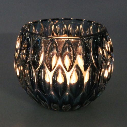 Floristik24 Stiklo žibintas Tamsiai mėlynas Ø11,5cm H9cm