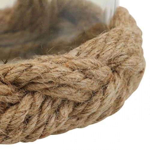 Floristik24 Žibintai stiklo natūralaus pluošto kanapių pinti Ø13cm H10cm