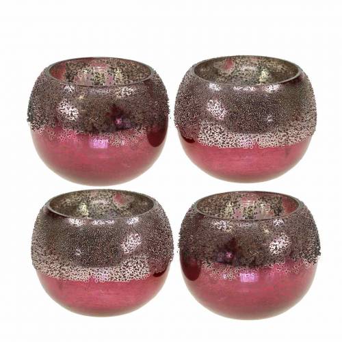 Žibinto stiklas rožinis Ø8,5cm H6,5cm 4 vnt