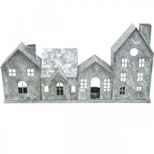 Floristik24 Šviesos namai, metalinis žibintas, langų puošmena, Adventas, sidabrinis nušiuręs prašmatnus L37.5cm A20cm