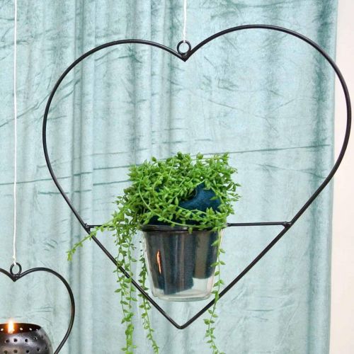 daiktų Žibinto širdelė metalinis 28cm arbatinės žvakės laikiklis stiklui pakabinti 9cm