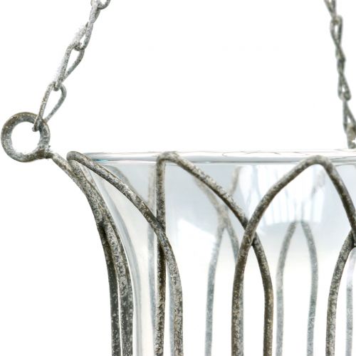 Floristik24 Pakabinamas žibintas pilkas Ø14cm H45cm