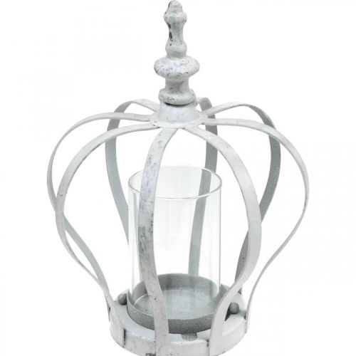 Floristik24 Lengvas vėjo karūna, vintažinio stiliaus metalinė apdaila, baltas nušiuręs prašmatnus Ø14cm H19cm