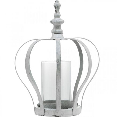 Floristik24 Lengvas vėjo karūna, vintažinio stiliaus metalinė apdaila, baltas nušiuręs prašmatnus Ø14cm H19cm