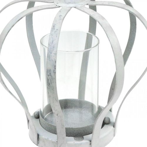 Floristik24 Lengvas vėjo karūna, vintažinio stiliaus metalinė apdaila, baltas nušiuręs prašmatnus Ø14cm H19cm