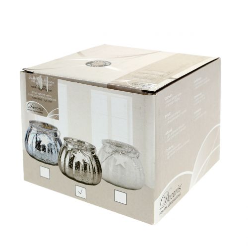 Floristik24 Sidabrinis žibintas su LED lempute Ø11cm H10cm