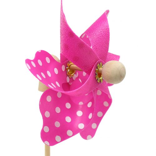 daiktų Dekoratyvinis vėjo malūnas su taškeliais rožinės spalvos Ø8cm 12psl