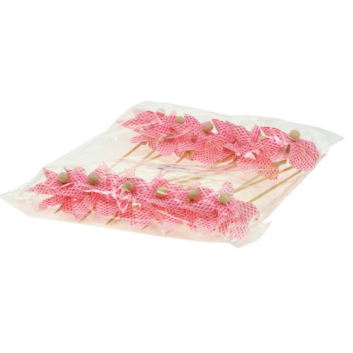 Floristik24 Vėjo malūnas mini raudonai baltas Ø9cm 12vnt