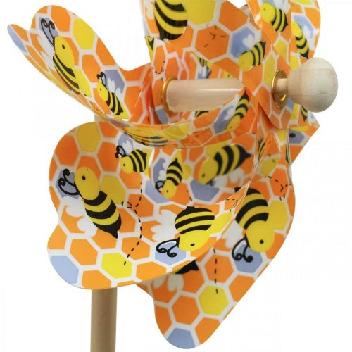 daiktų „Pinwheel Bee“ medinis sodo vėjo malūnas Ø17 cm H48 cm 4 vnt.