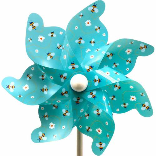 Floristik24 Bitės pinwheel turquoise Ø31cm vėjo varpelio vėjo malūnėlio sodo puošmena