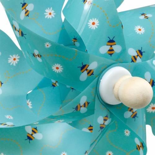 Floristik24 Bitės pinwheel turquoise Ø31cm vėjo varpelio vėjo malūnėlio sodo puošmena