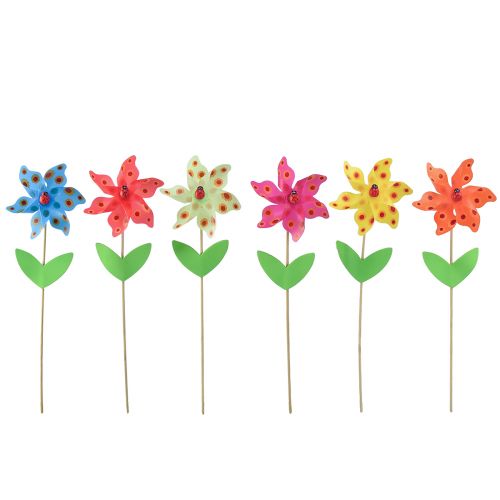 Floristik24 Pinwheel boružėlė ant gėlių vėjo malūno Ø8,5cm H28cm 6vnt
