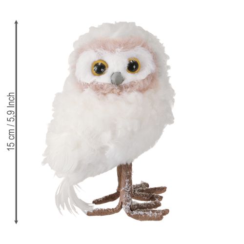 daiktų Žiemos dekoracijos dekoratyvinės pelėdų figūrėlės pastatomos baltos 15 cm 2 vnt.