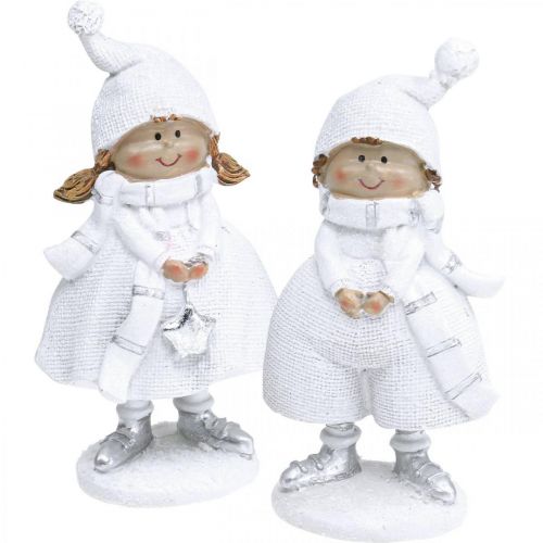 Žiemos vaikų figūrėlės Kalėdinė žiemos puošmena H17cm 2 rinkinys