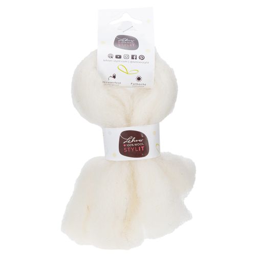 daiktų Vilnonė virvelė, balta vilnonė juostelė, 2 m, dekoratyvinė vilna rankdarbiams ir pakavimui