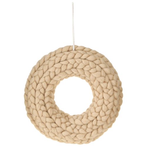 daiktų Vilnos veltinio dekoratyvinis vainikas šviesiai rudos spalvos pakabinimui Ø25cm P4cm