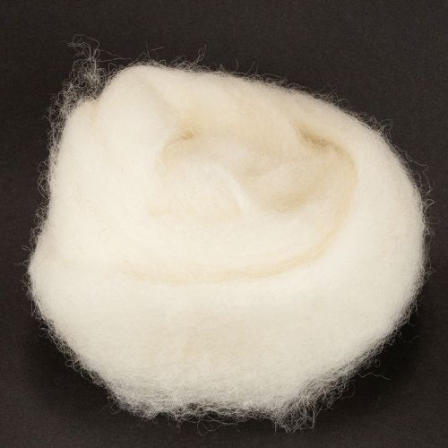 Balta vilnonė juostelė, 2 m, dekoratyvinė vilna rankdarbiams ir pakavimui