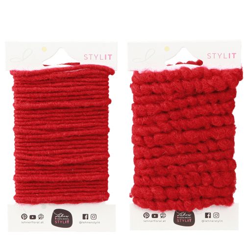 daiktų Vilnos virvelė Raudona veltinio virvelė Wick Thread Fleece L7m rinkinys 2vnt