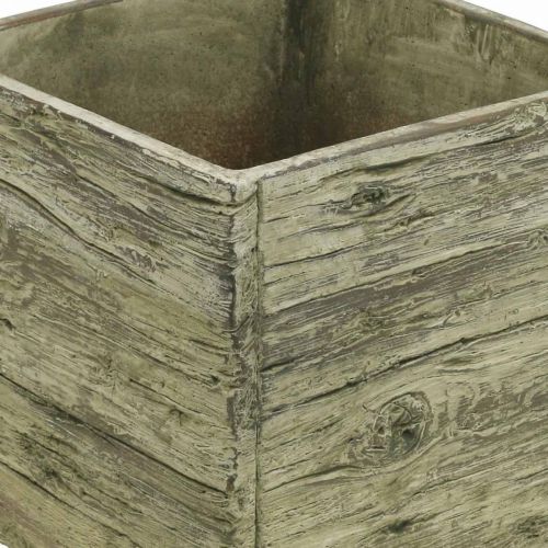 Floristik24 Gėlių vazonas kvadratinis 18x18cm betoninės dėžutės medžio išvaizda