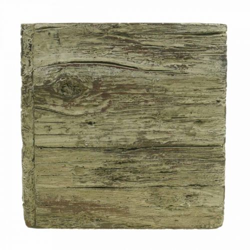 Floristik24 Gėlių vazonas kvadratinis 18x18cm betoninės dėžutės medžio išvaizda