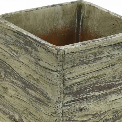 Floristik24 Gėlių vazonas kvadratinis 15x15cm betoninis vazonas medžio išvaizda