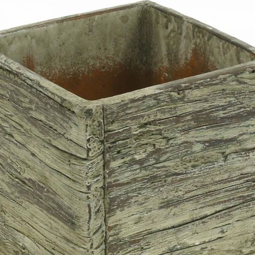Floristik24 Gėlių vazonas kvadratinis 12x12cm betono kubo medžio išvaizda