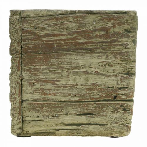 Floristik24 Gėlių vazonas kvadratinis 12x12cm betono kubo medžio išvaizda
