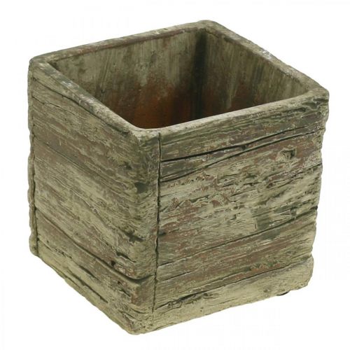 Floristik24 Pasodinkite kvadratinį 9,5x9,5 cm betoninį vazoną iš medžio