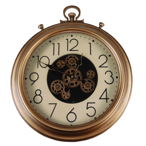 Floristik24 Sienų apdaila sieninis laikrodis krumpliaratinis laikrodis bronzinis kreminis retro Ø54cm