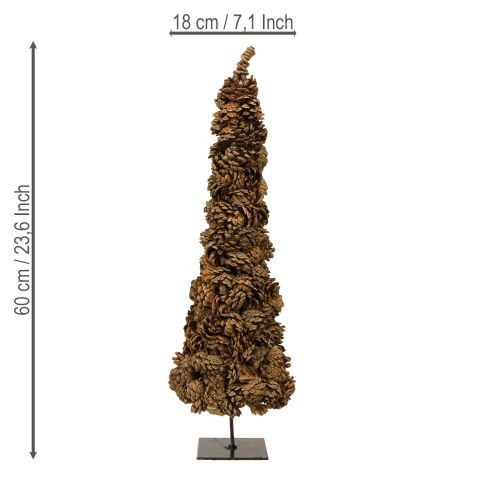 daiktų Kūgio formos staliukas Kalėdų eglutei, natūralios spalvos, 16 × 60 cm