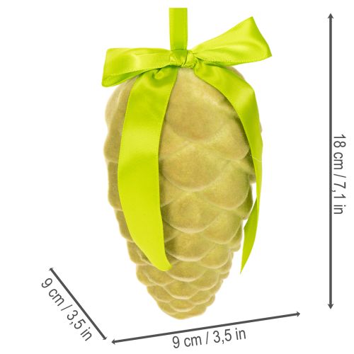 Dekoratyviniai kankorėžiai kabinimui, pūkuotiniai kankorėžiai su juostele ir kaspinu, 18 cm, 3 vnt. | Floristik24.lt