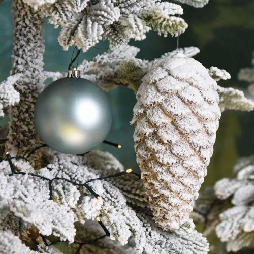 Floristik24 Didelis dekoratyvinis kūgis kabinimui Dirbtinis sniego kūgis 23cm