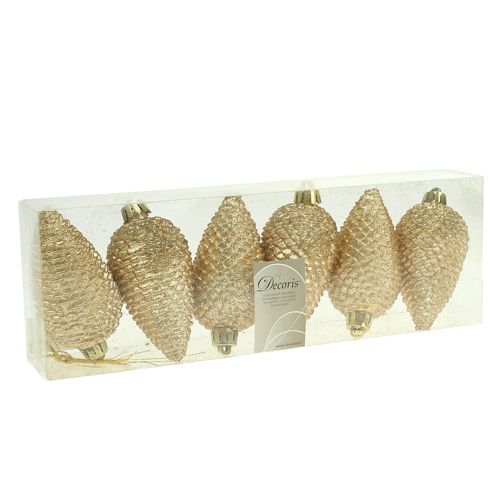 daiktų Kūgiai plastikiniai šviesiai auksiniai 8cm 6vnt. pakabinimui
