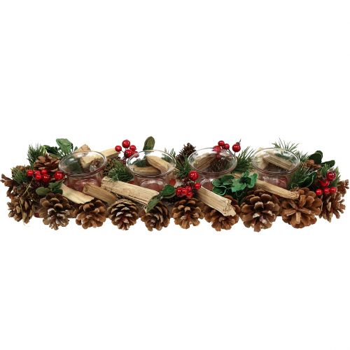 Floristik24 Kalėdų žvakių kompozicija gamta 45cm
