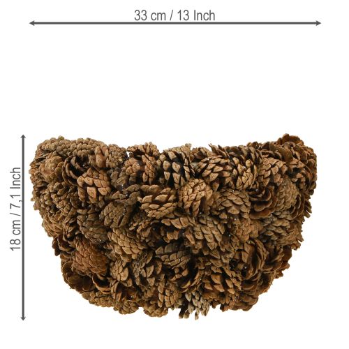 daiktų Kūginis krepšelis augalams, pušies kankorėžiai, natūralus, Ø33cm, aukštis17cm
