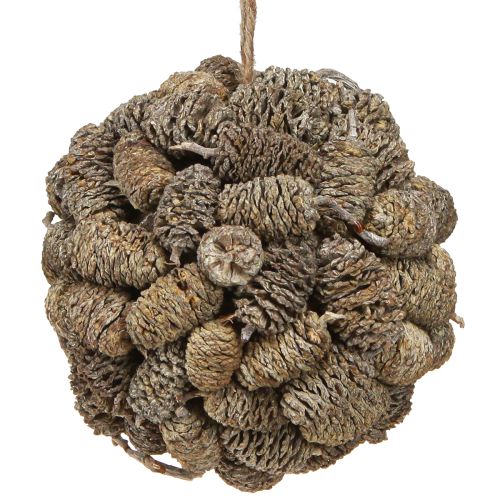 Kūgio rutulys alksnio kankorėžiams kabinti, baltai dažytas, 12 cm