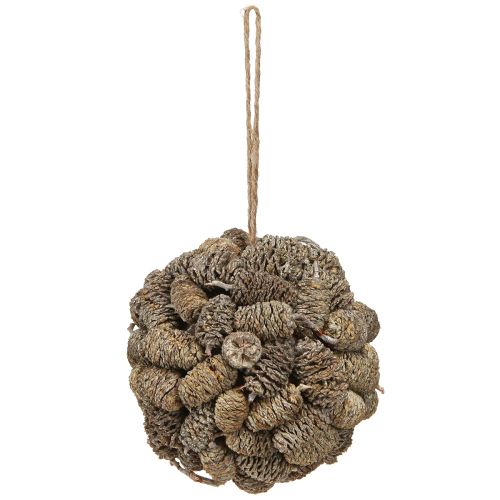Floristik24 Kūgio rutulys alksnio kankorėžiams kabinti, baltai dažytas, 12 cm