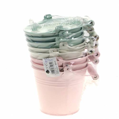Floristik24 Cinko kibirų asortimentas pastelinės spalvos Ø12cm H10cm 8vnt